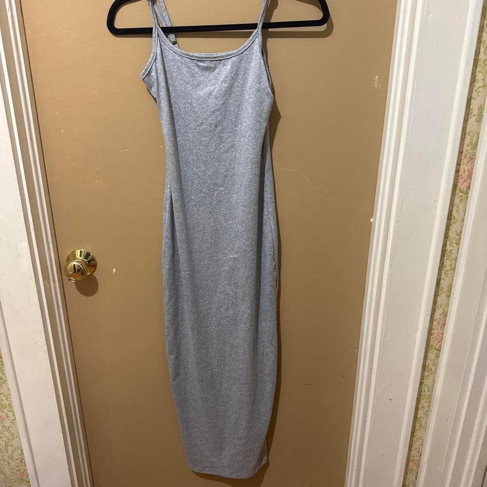 SHEIN Bodycon Maxi Dress Womens XS Grey Good Adjustable Straps Jersey Knit